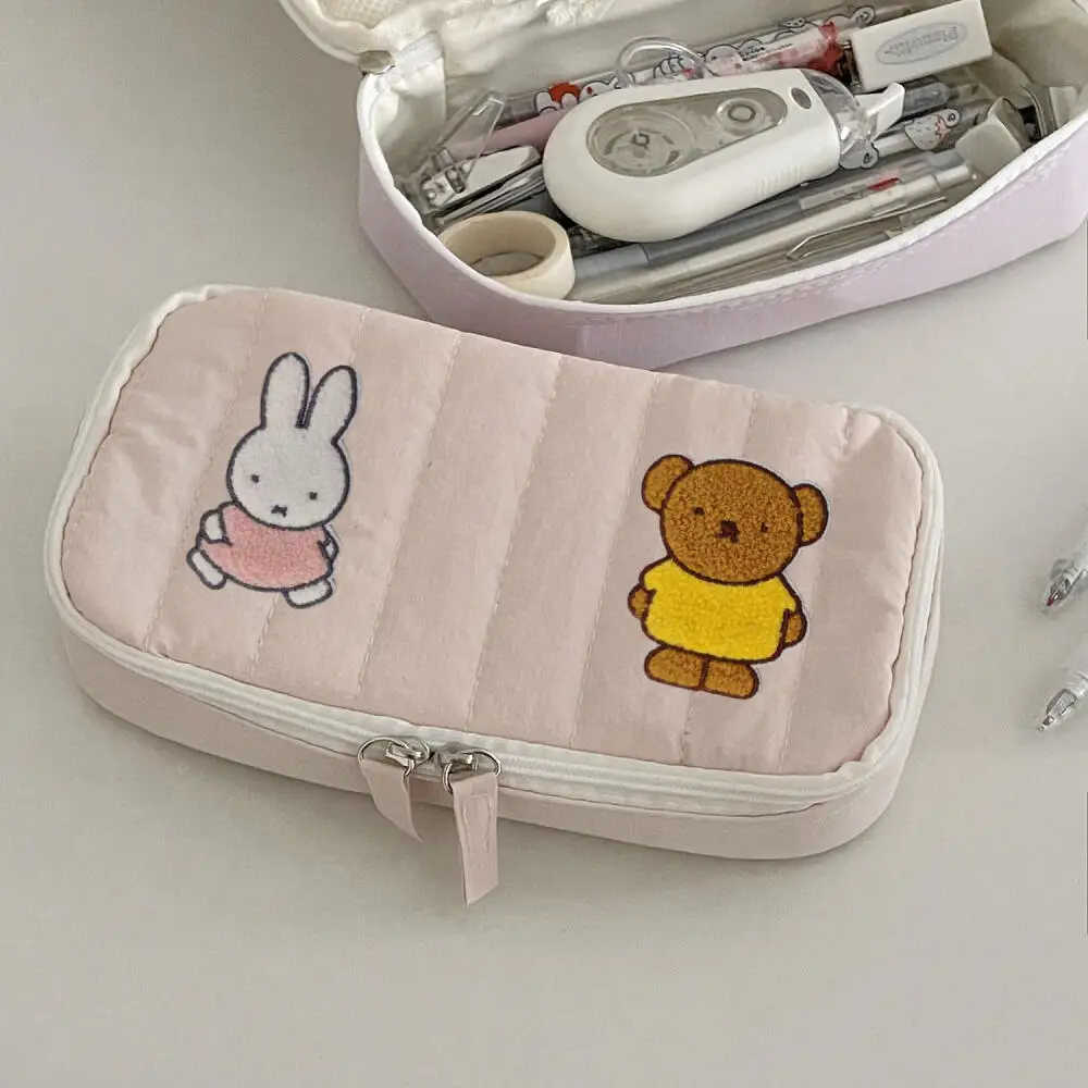 미피 필통 고급스러운 외관 학생용 휴대용 마카롱 심플 문구함 대용량 세로형 바 스토리지 백