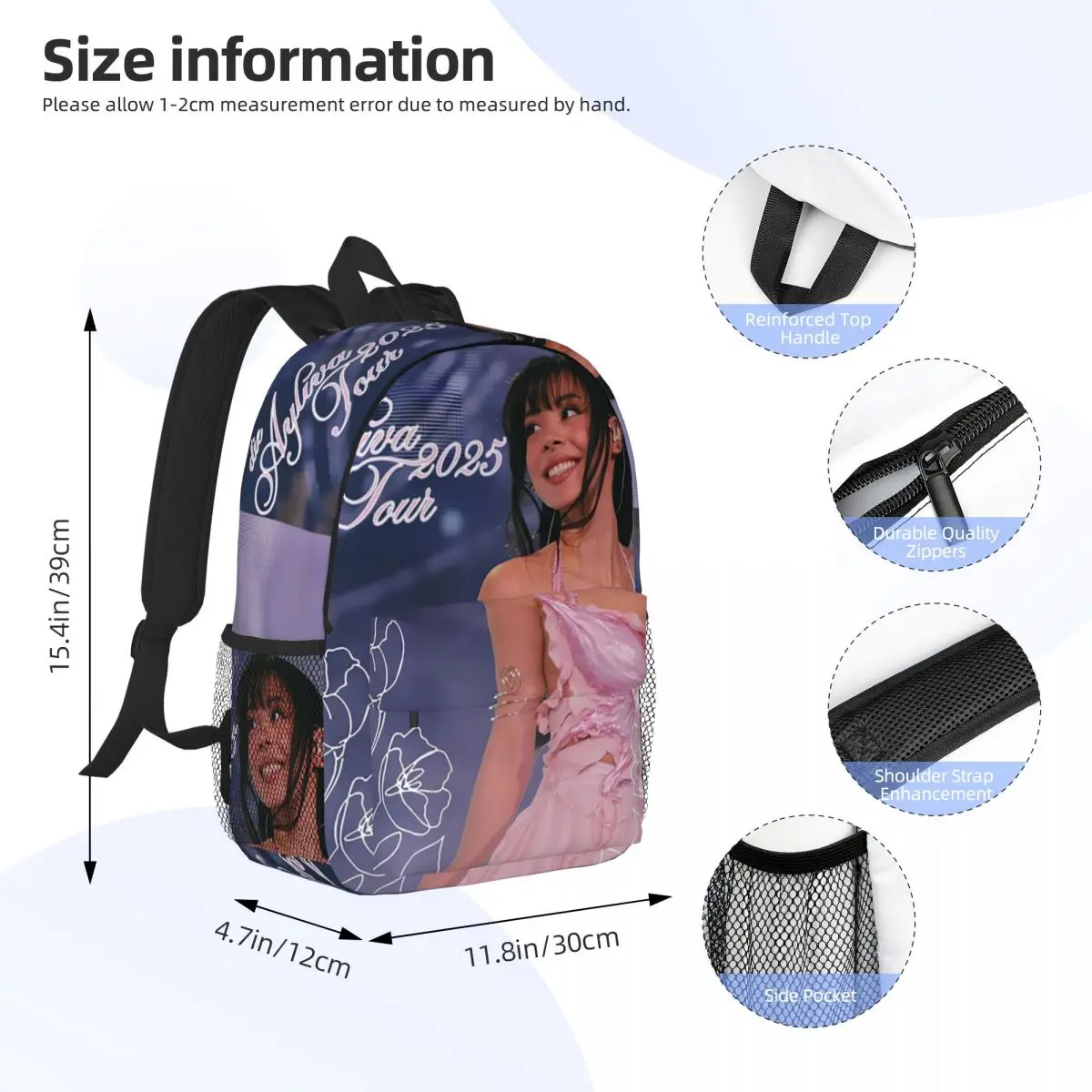A-Ayliva Cool Singer Tour 2025 Backpack Student BookBag Children School Bag Laptop Shoulder Bags for Men Women