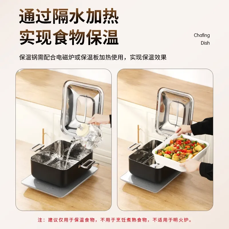 Commercial Buffet Warmer 304 Stainless Steel Induction Chafing Dish Hotel Breakfast Catering Equipment Food Heating Pot 304