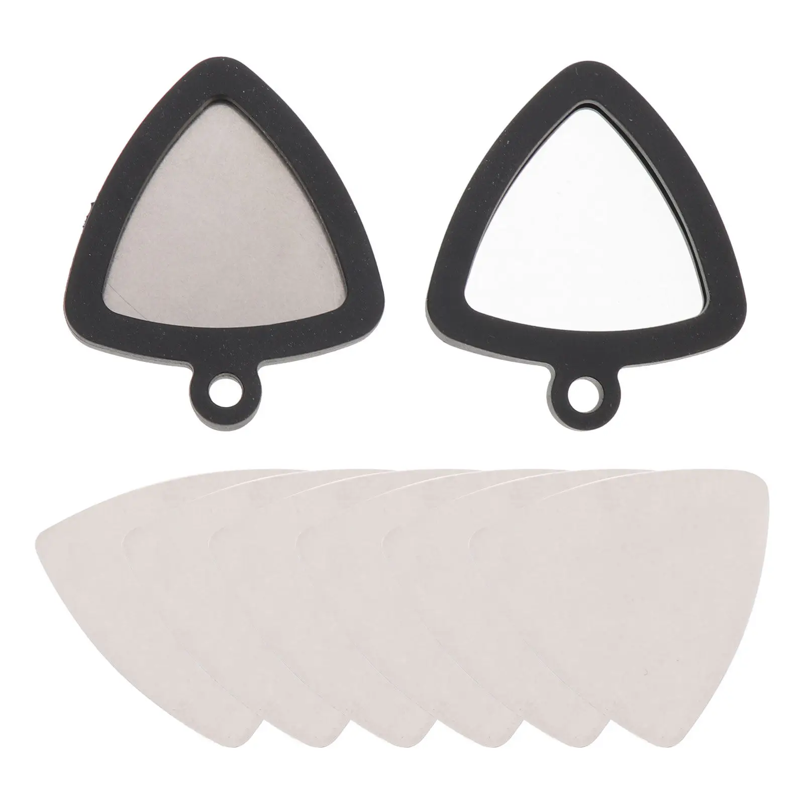 1Set Premium Silicone Guitar Pick Holder Holds 3 Triangle Picks Stainless Steel Plectrums Portable Necklace Keychain Storage