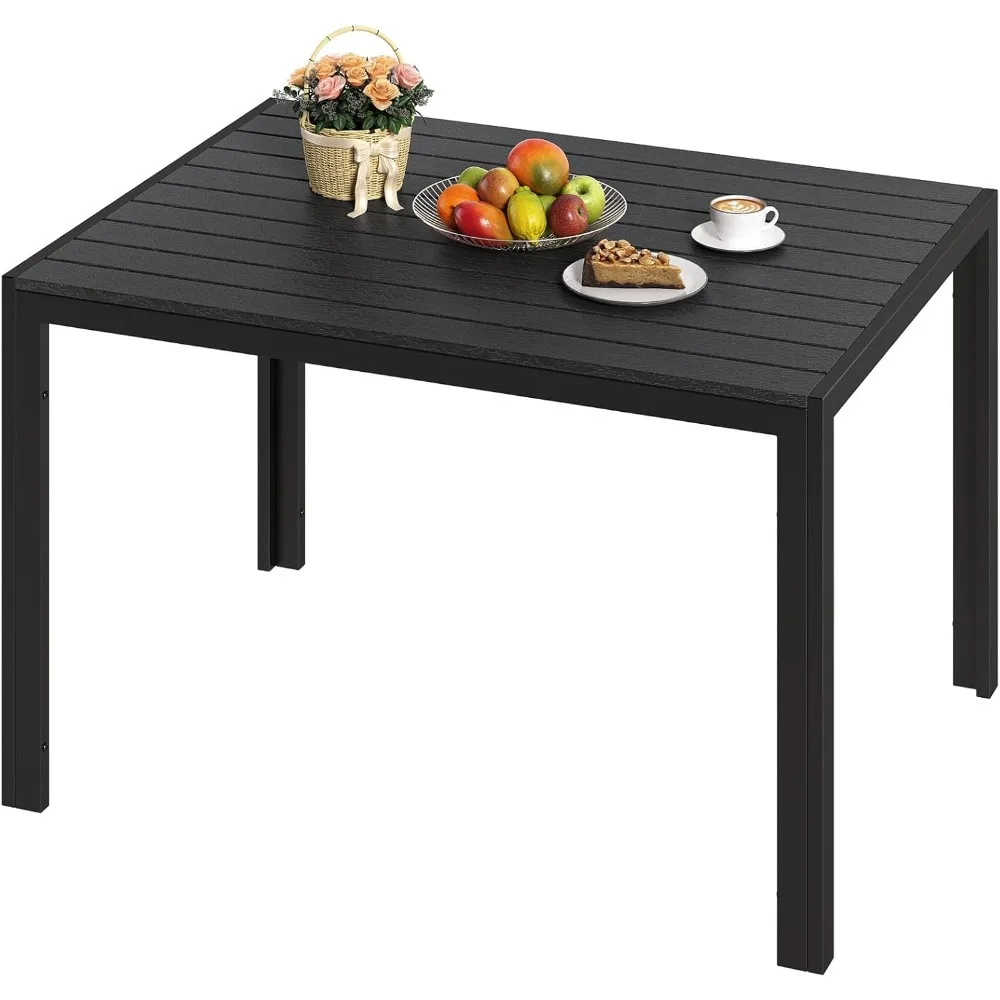 

Outdoor Dining Table 43×28in，Rectangle Patio Dining Table with Aluminum Frame & WPC Tabletop, Weather Resistant, Ideal for Pati