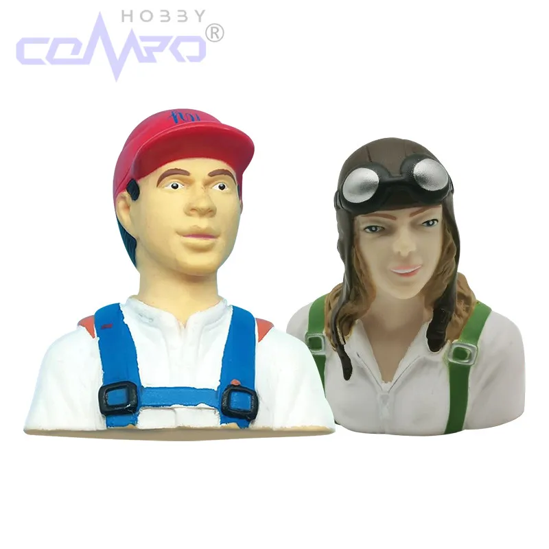 

1 Pc 1/6 Scale Worker Pilot Figures With Red Hat Female Pilots With Glasses Fixed Wing RC Aircraft Toy Model Plane