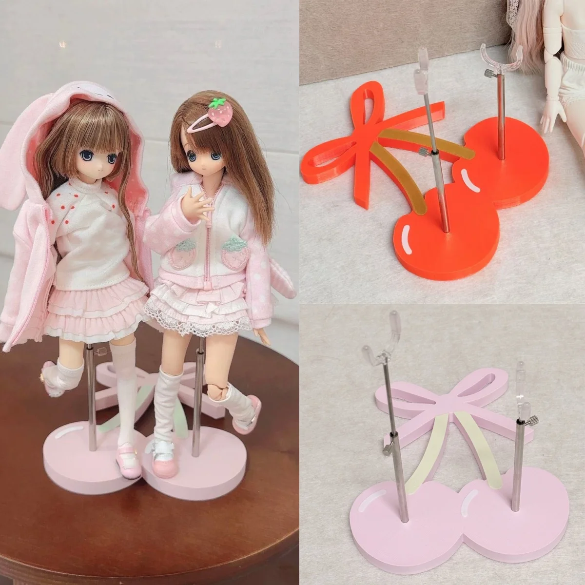 1/6 BJD Doll Display Stand Sweet Cherry Dual‑figure 3D Printed Base Doll Support Stand Auxiliary Standing Holder For BJD Doll