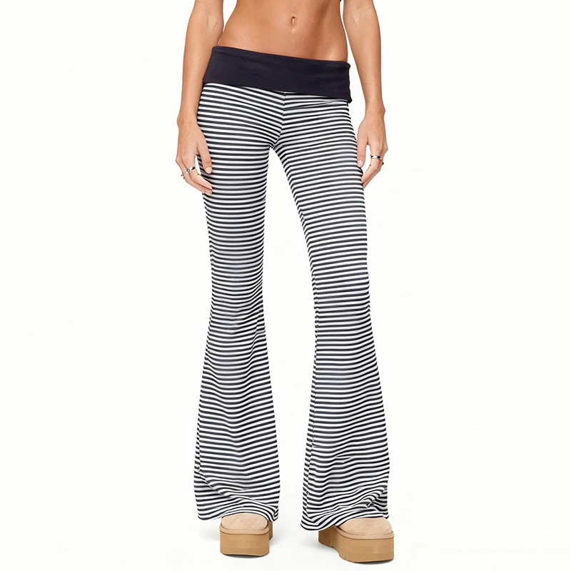 سراويل اليوغا النسائية للفتيات سراويل مخططة غير رسمية فوق الخصر المنخفض سراويل مضيئة أنيقة للخروج سراويل ركض للياقة البدنية #1