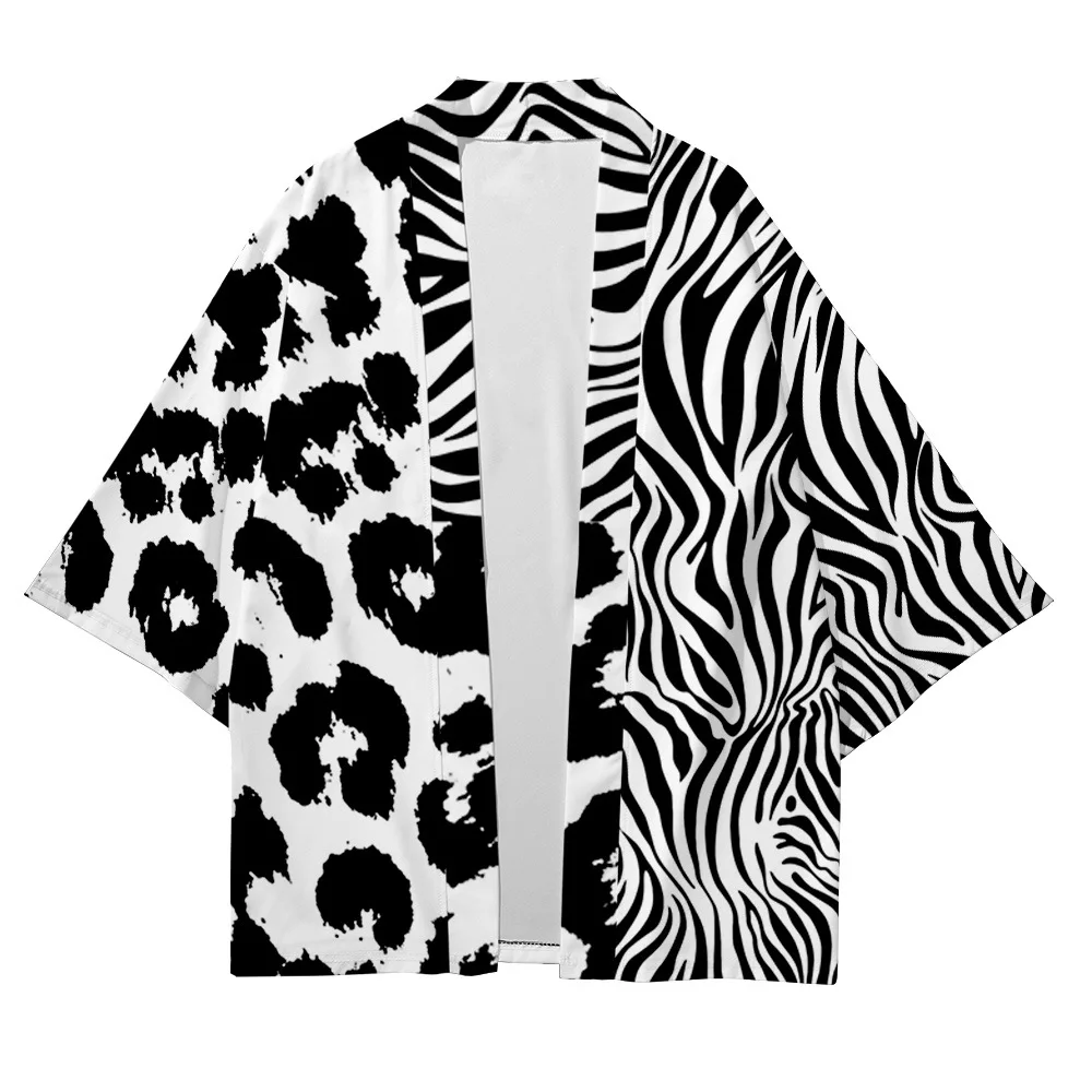 

Plus Size 6XL 5XL 4XL Leopard Print Beach Japanese Kimono No Yaiba Robe Cardigan Men Shirts Yukata Haori Women's Clothing