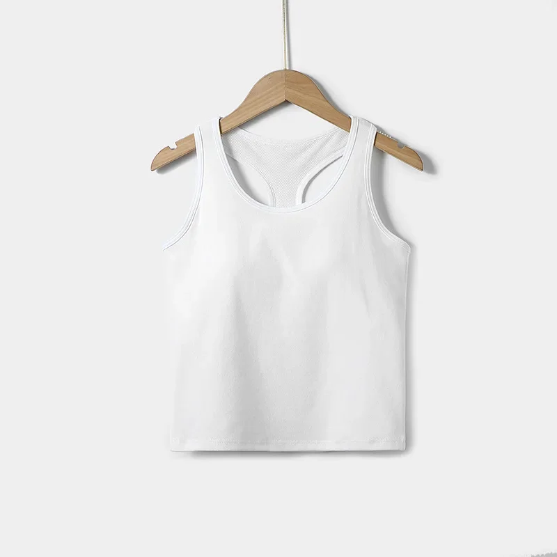 2024 New Women's Summer Pure Cotton Tank Top with Breast Pads Bra One Piece Racerback Backing Sleepwear Home Furnishing Top