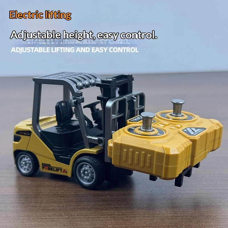 Generic Remote Control Forklift 1:64 Scale Alloy Mini Bluetooth Control Liftable Engineering Vehicle Model Desktop Toy For Boys