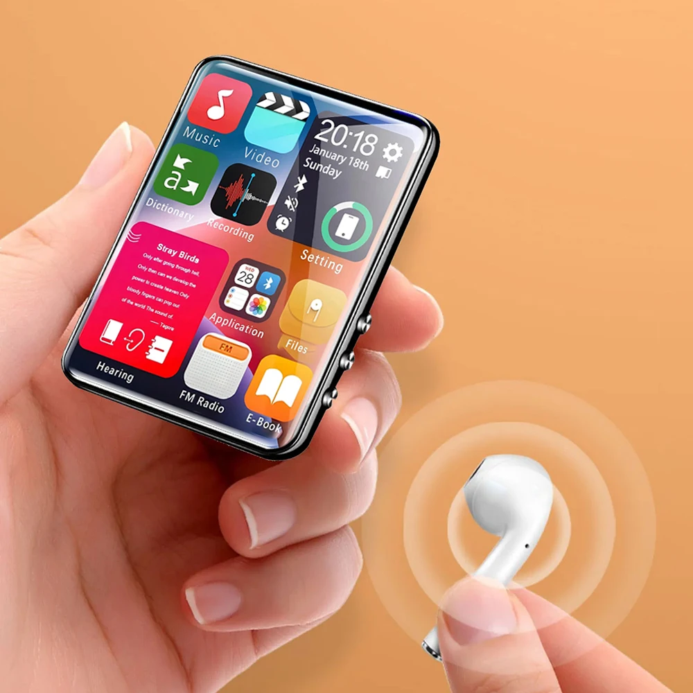 2,4-дюймовый полноэкранный сенсорный Mp3-плеер с памятью 4 ГБ Bluetooth Hi-Fi Mp4-плеер Встроенный динамик с электронной книгой FM-радио-видео