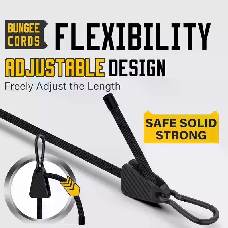 /PFU/1/2Pcs Adjustable Bungee Cord With Hooks 1M Heavy Duty Elastic Tie Down Strap For Cargo Camping Bike Rack Tent