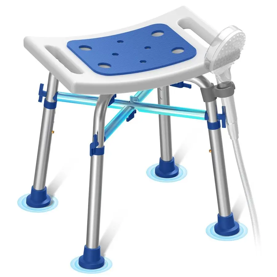 

Сверхмощное душевое кресло HSA Eligible для внутреннего душа, грузоподъемность 500 фунтов, регулируемая по высоте душевая скамейка с мягким сиденьем,