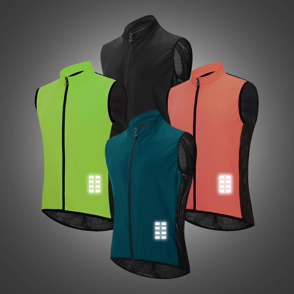 WOSAWE Reflective Cycling Vest Mesh Windproof Lightweight Ciclismo Mtb Bike Sleeveless Jersey Breathable Clothing Cycling Gilet