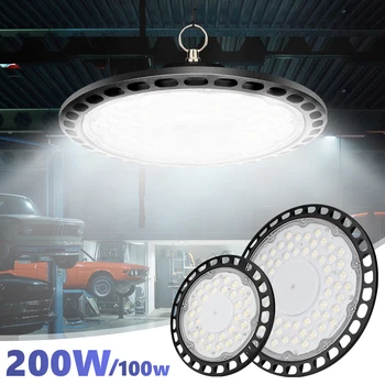 200w 6500k ufo led גבוהה מפרץ אורות ac 220v ip65 עמיד למים מסחרי שוק תעשייתי מחסן מוסך סדנת מנורה