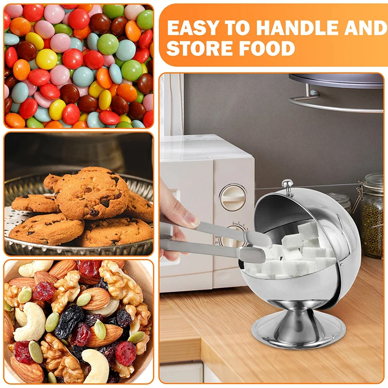Kitchen Zo - Küresel Paslanmaz Çelik Şekerlik Flip Top