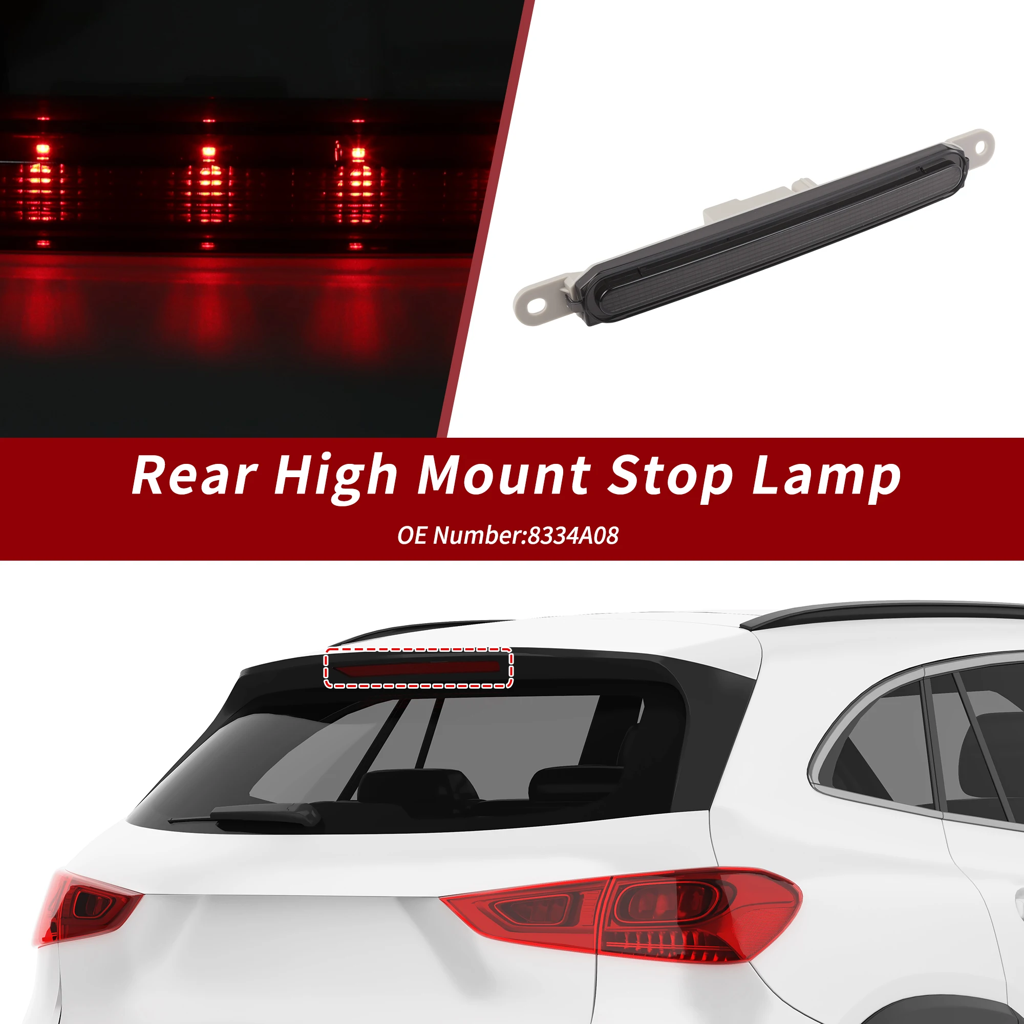 UXCELL High Mounted LED Third Brake Light for Mitsubishi Lancer 2008-2016 8334A08