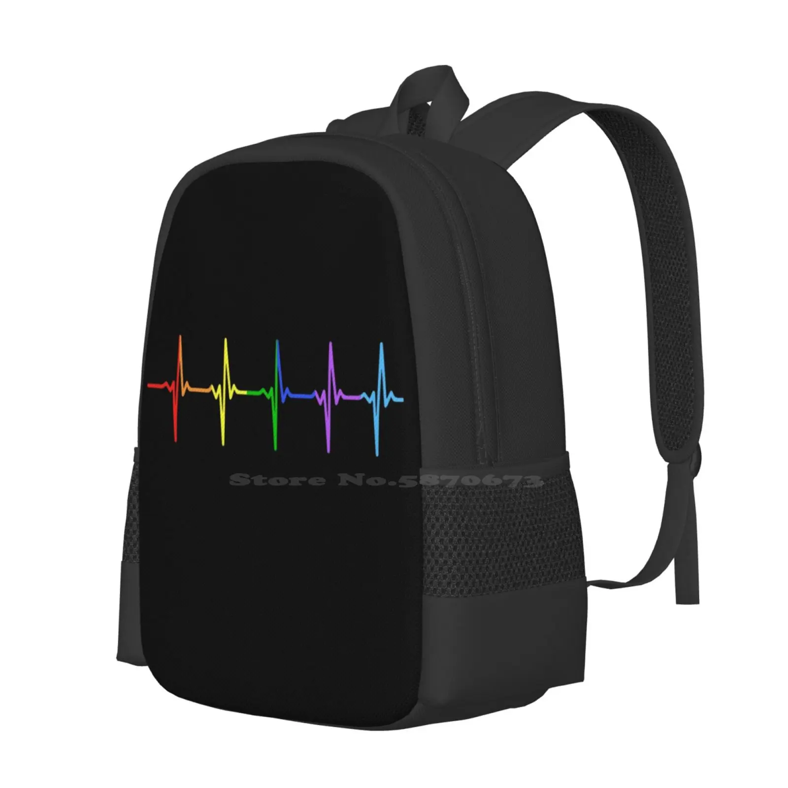 Rainbow Pulse Hearbeat Lgbt Backpacks For School Teenagers Girls Travel Bags Gay Pride Lgbtqa Rainbow Heartbeat Rainbow Pulse