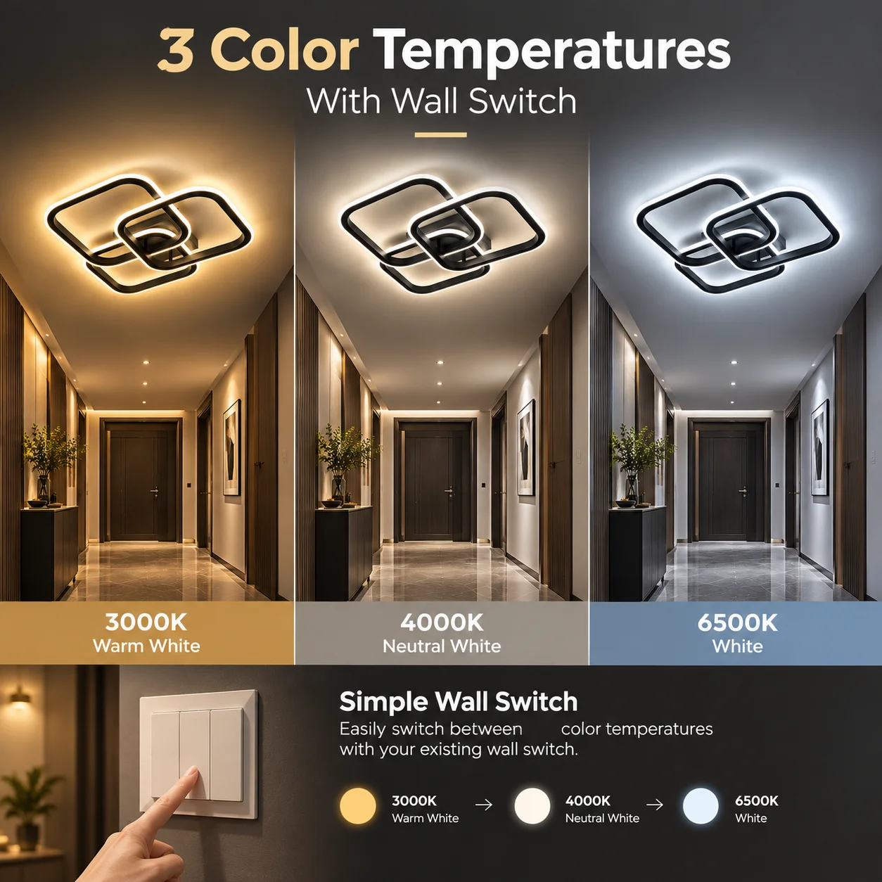 Modern Baked Enamel Finish LED Ceiling Lamp 3 Color Temperature Corridor Lights Balcony Lamps Bedroom Living Room 110V-240V