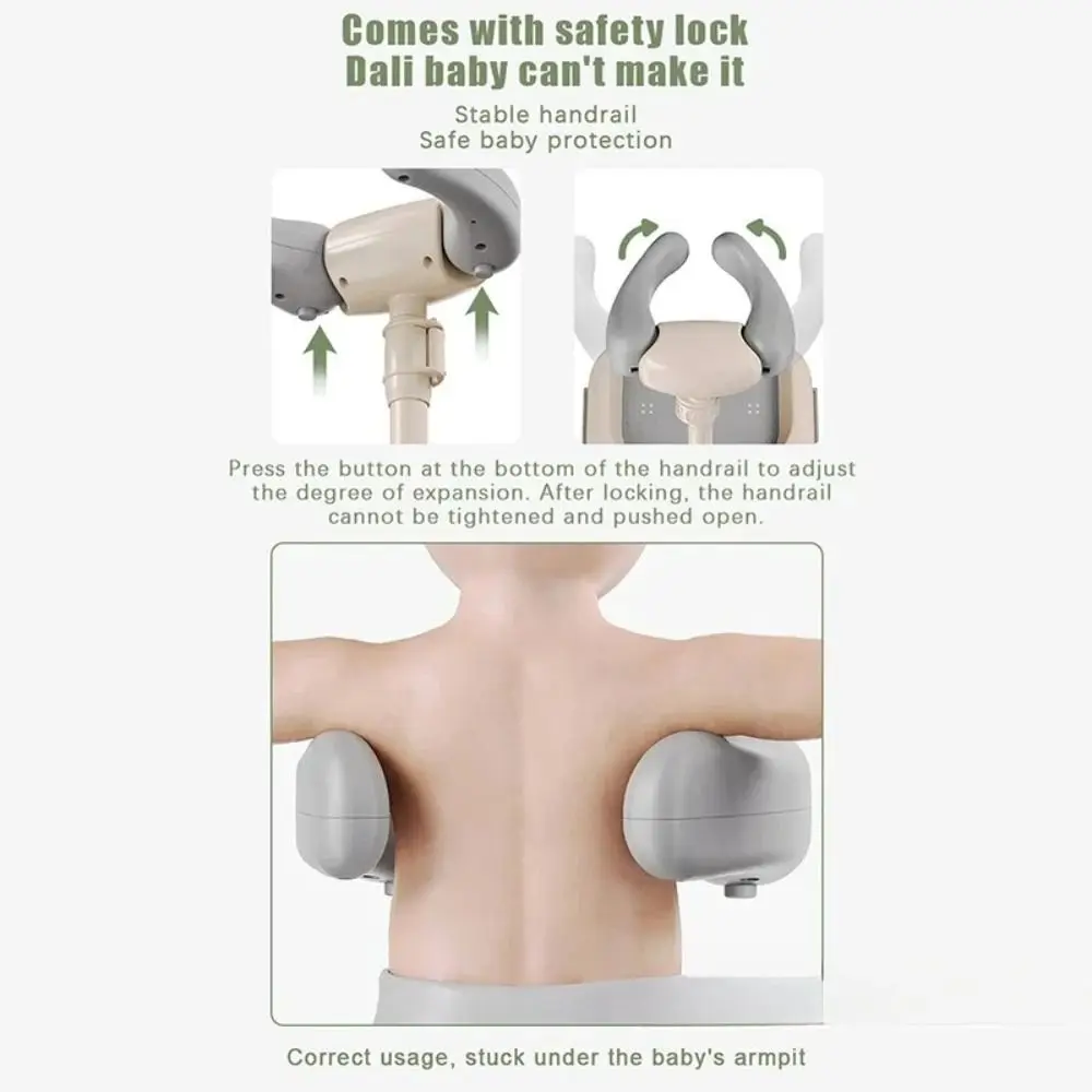 

Drainage Holes Baby Shower Rack Secure Bathtub Organizer Anti-Skip Base Anti-Slip Bath Organizer Armrest Design Wash Seat