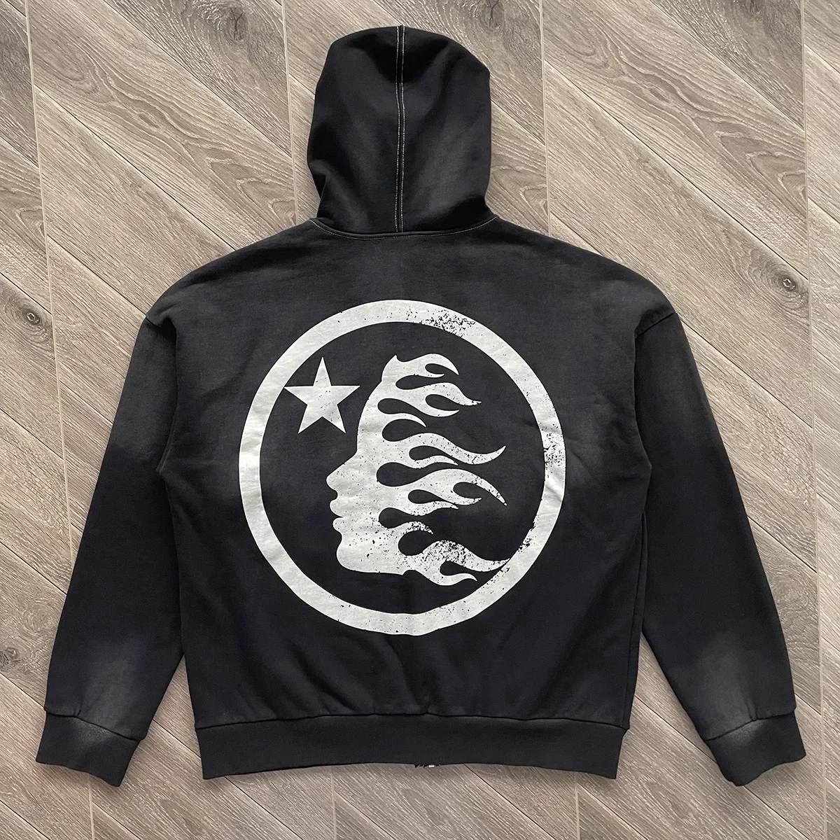 HS11 HS77 PATH TO PARADISE Vintage Gewassen Hoodie Groot Logo Katoenen Ritssluiting Voor Mannen En Vrouwen