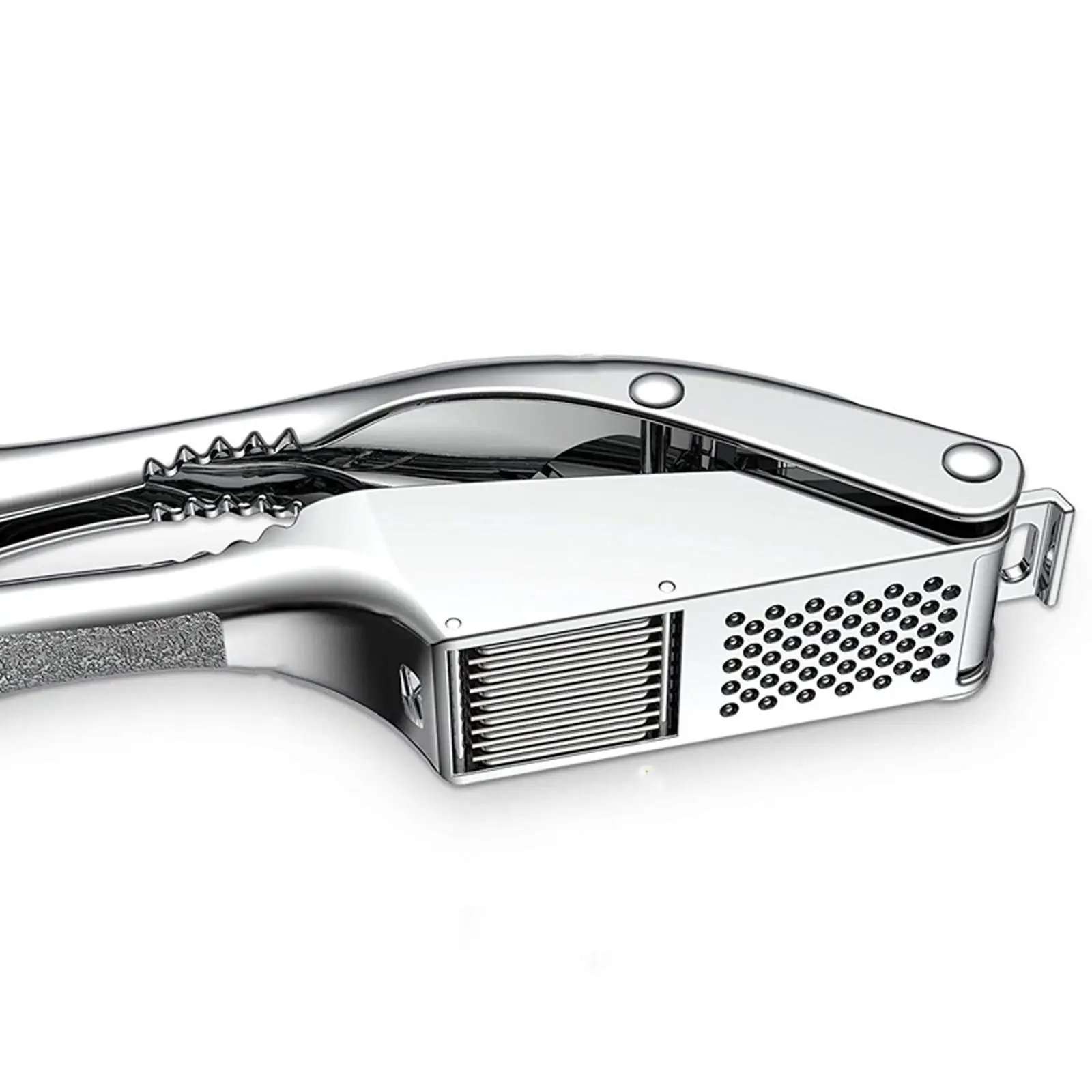 Garlic Mincer and Slicer Tool with Built in Cleaner Brush for Easy Rinsing and Comfortable Crushing Grip