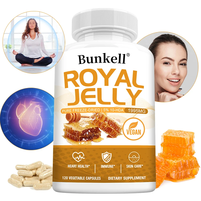 Royal Jelly 1995 Mg - Soporte para articulaciones, antioxidante, apoya el sistema inmunológico, salud cardiovascular - No OGM, fórmula sin gluten