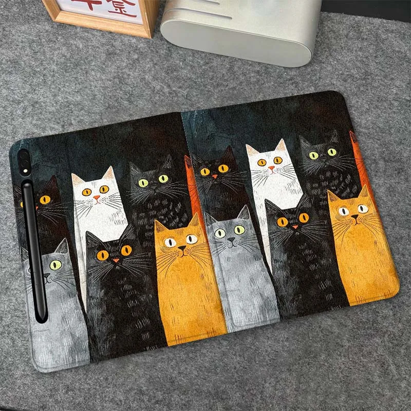 

Cartoon Five Cats Group Tablet Case For Samsung Galaxy Tab S6 S8 S9 S10 Lite FE 10.4 11 Inch 2022 2024