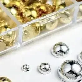 12 شبكة مختلطة نصف دائرية لؤلؤة ذهبية وفضية لتزيين الأظافر وإكسسوارات صالونات الأظافر