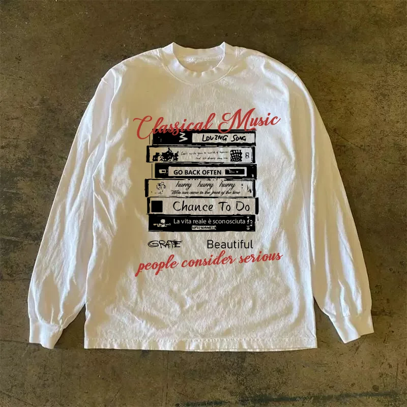 Long Sleeve 310 Pure Cotton Men's T-Shirt Upward Hero Non-Light American Style Couple's T-Shirt Youth Loose Fit Printed Tee
