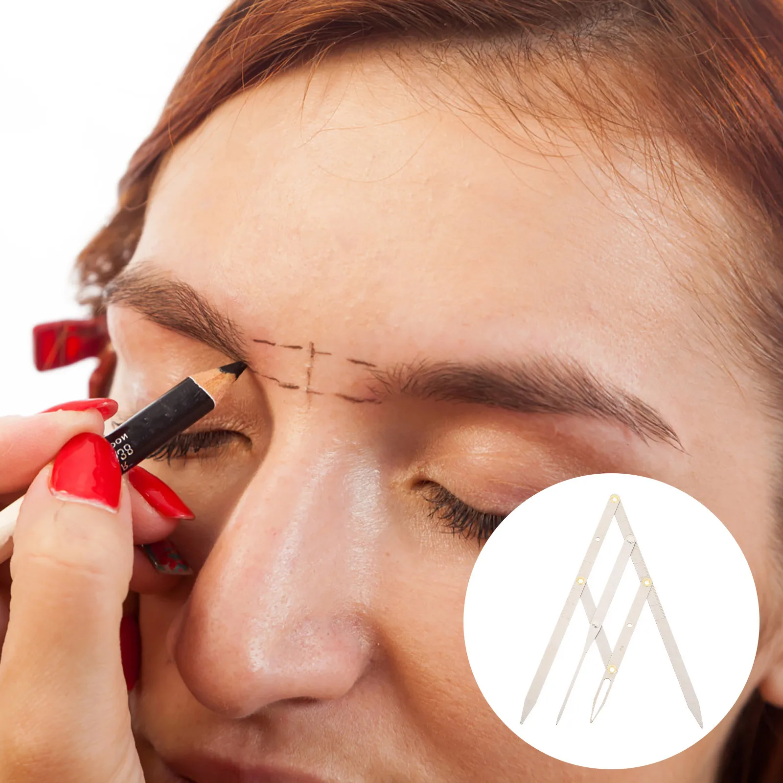 Roestvrij staal Gulden snede wenkbrauw meetliniaal Verstelbare wenkbrauw mapping tool voor microblading tatoeëren