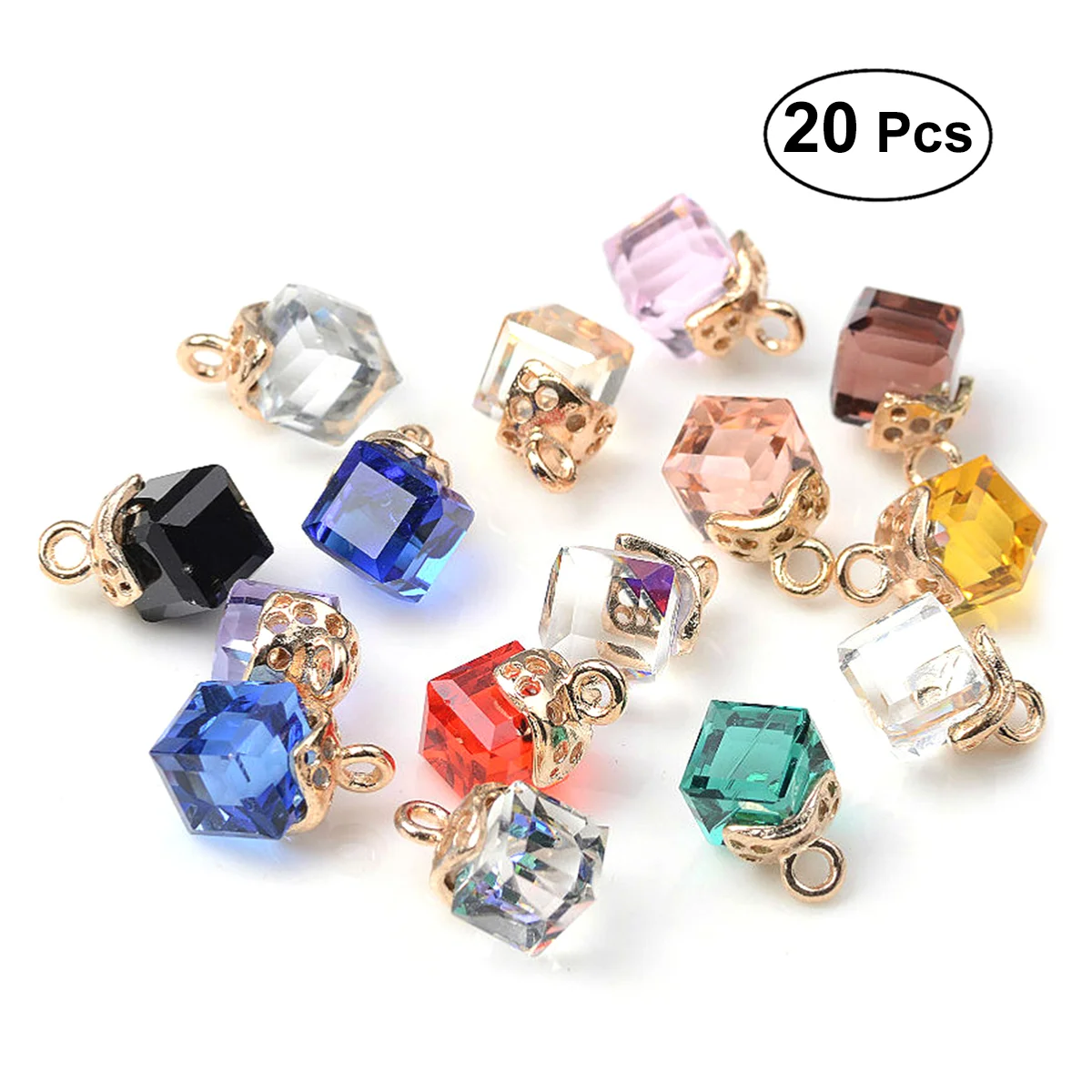 

20 Pcs Crystal Pendants for Jewelry Making Locket Korean Version Charms Accessory of The Lid
