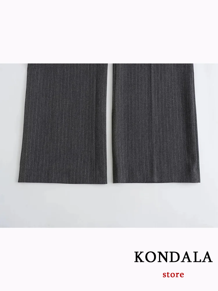 KONDALA-traje informal a rayas negras para mujer, Blazer con cuello en V y un solo botón, Pantalones rectos sueltos, conjunto de oficina a la moda,