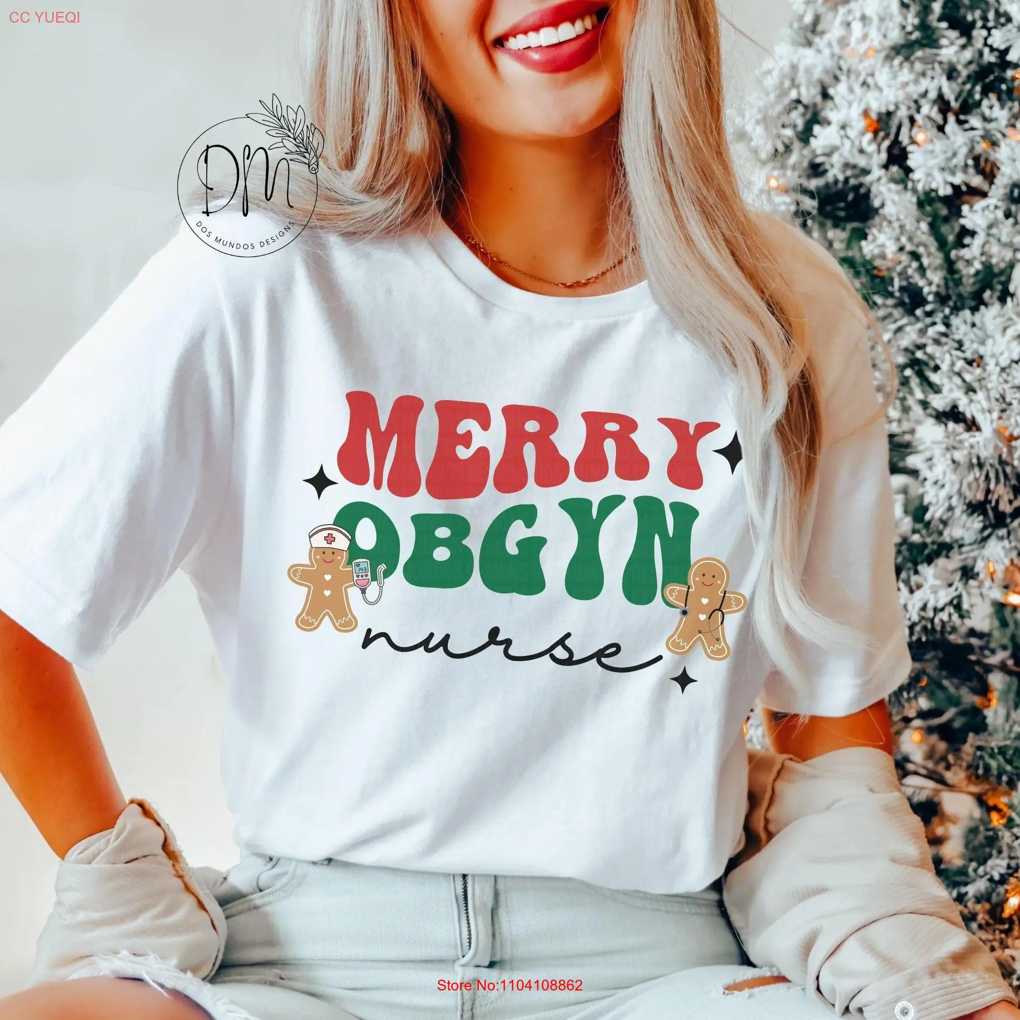 OBGYN Nurse Christmas T Shirt Obstetrics and Gynecology Merry Crew long or short sleeves