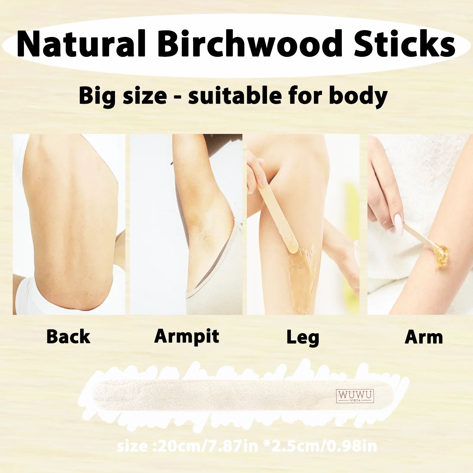 WUWUVISTA 20/60Pcs Disposable Wooden Hair Removal Stick Wooden Tongue Depressors Tattoo Waxing Spatula Stick For Beauty Tools