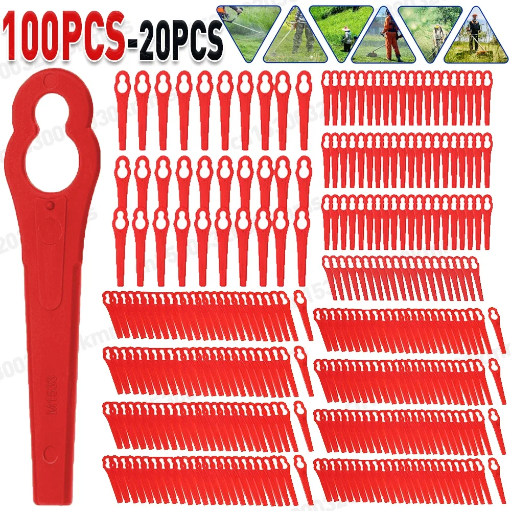 20-120pcs Plastic Cutter Blades For Electric Cordless Grass Trimmer Strimmer Tool Grass Trimmer Blades Replacement Garden Tool