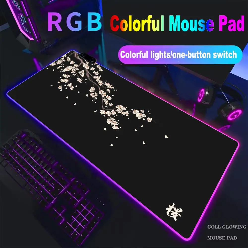 

Japan Cherry Blossom Mouse Pad High-end E-sports Mouse Pad RGB Mouse Pad LED Pc Large Student Writing Pad Sakura Mat XAXC