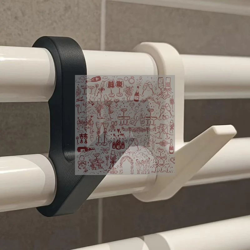 2pcs 3D Printing Radiator Tube Clothes Hangers No Drill Heating Pipe Towel Hooks For Clothes Scarf Storage