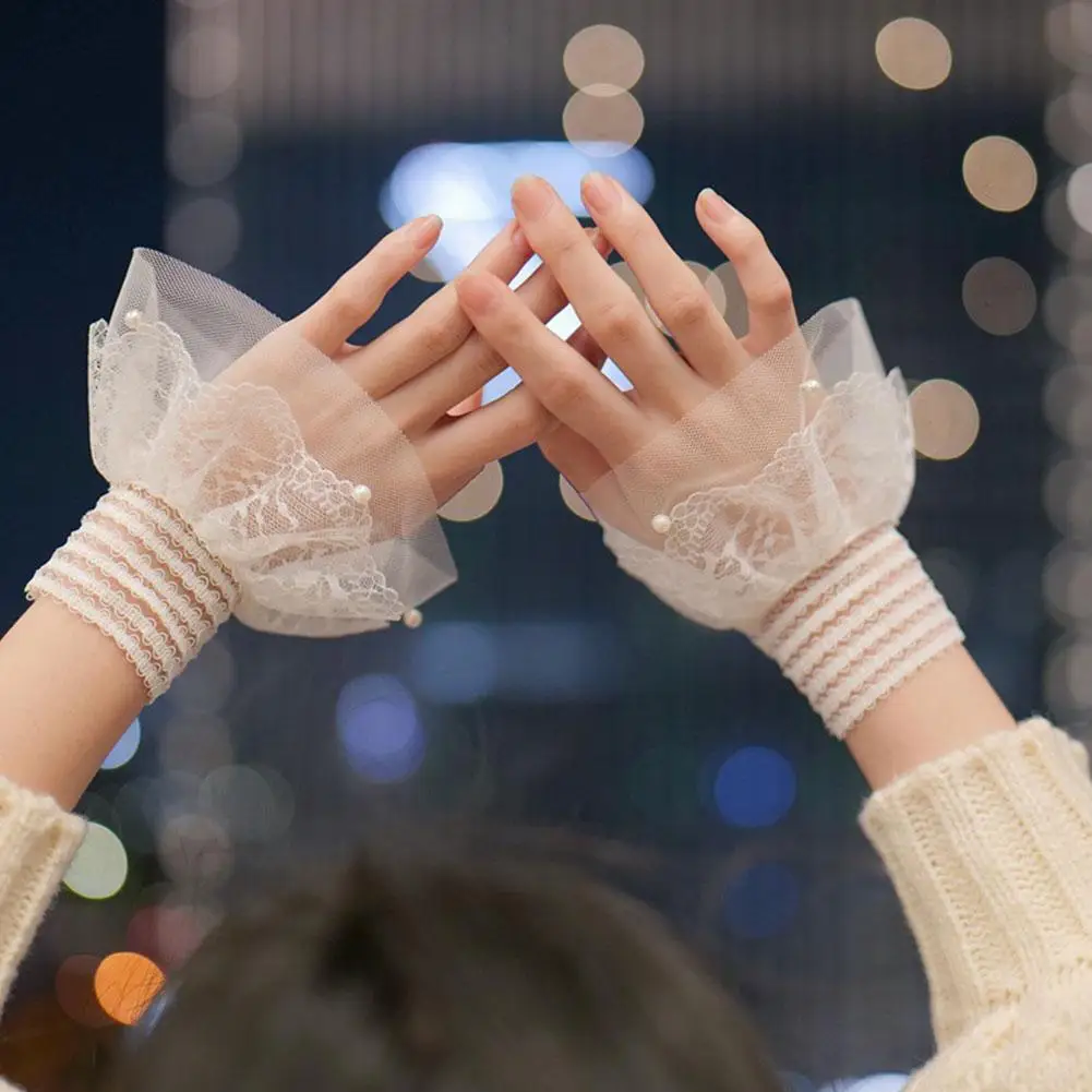 1 пара, съемные блестящие прозрачные черные и белые кружевные трубы