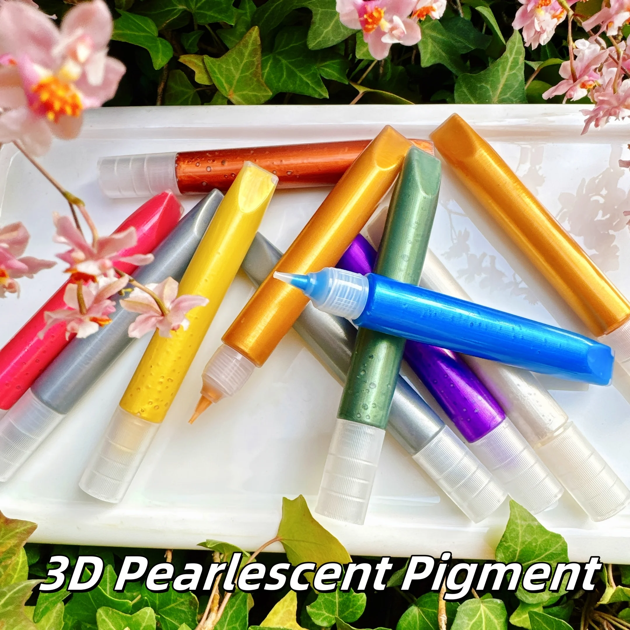 Pearlescent Acrylic Tracing Pen with 3D Metallic Pigments for Glass Painting Golden & Silver 3D Outlining Pen