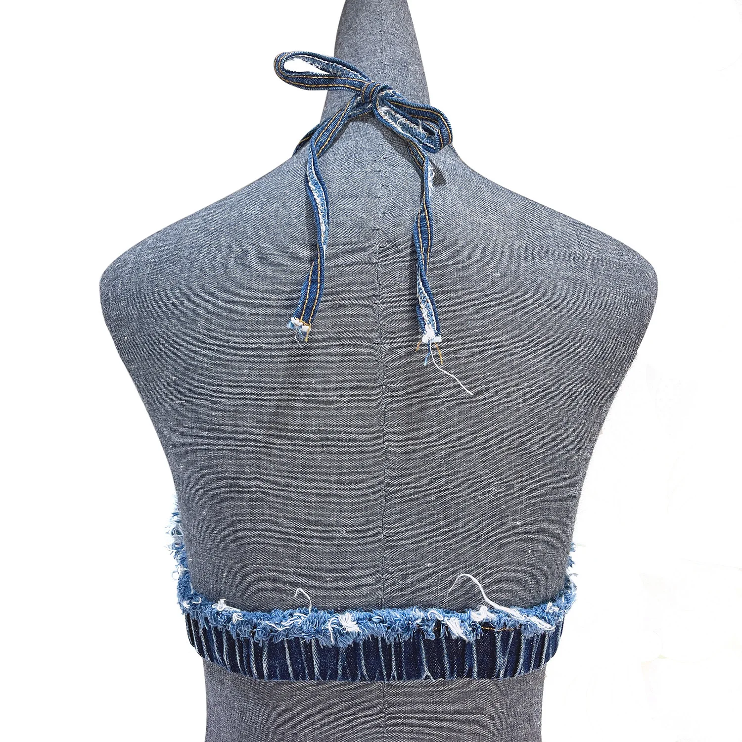 2023 nowych kobiet Sexy w kratkฤ Lace Up Sling podstawowe muszka Jeans Denim krรณtki Top