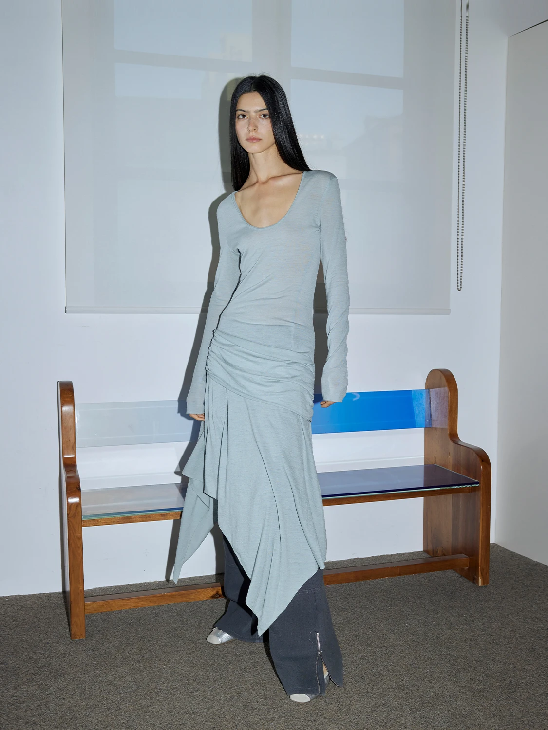 

Шерстяная длинная юбка Fuzhen Qimeng, женская весенне-осенняя U-Ne, асимметричный подол, легкая дышащая, 00% шерсть Dr