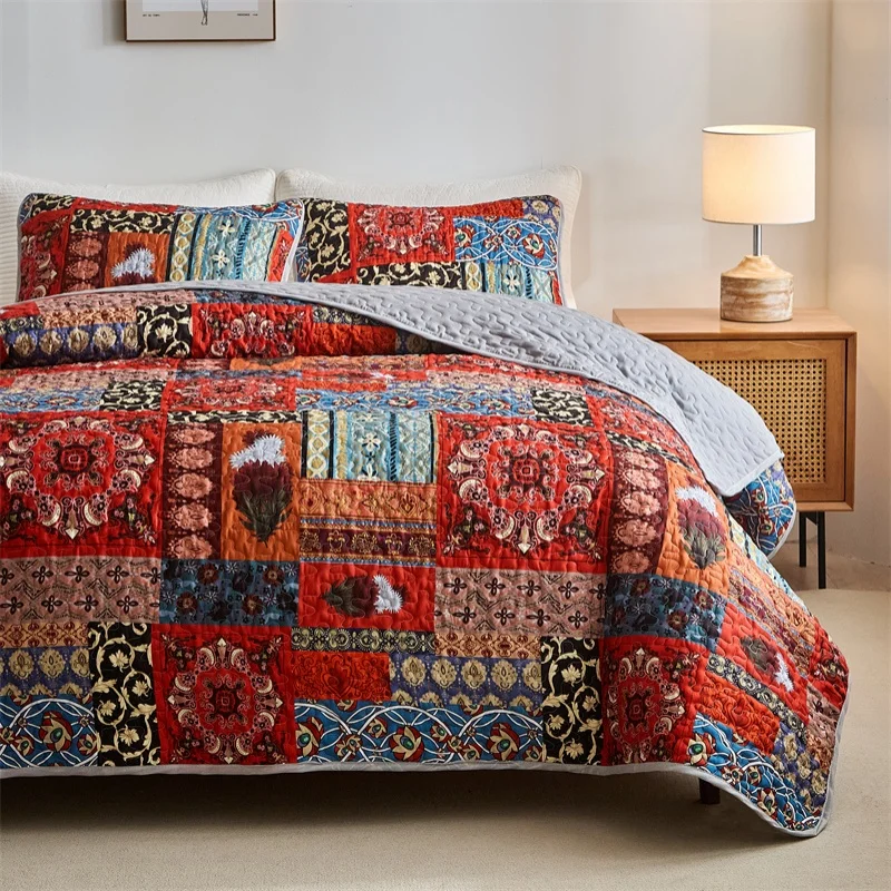 Quilted Geometric Bedspread Set 5