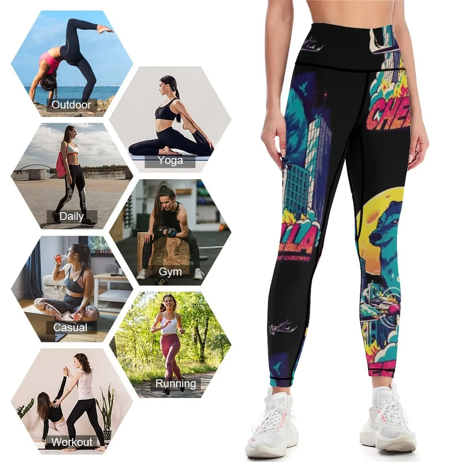 Cheemzilla - The Gomd of Cheemse | Blue | Kaiju Shiba Inu Doggo Wacky and Uncharacteristic Ironic Dank Memes | Dogezill Leggings 4