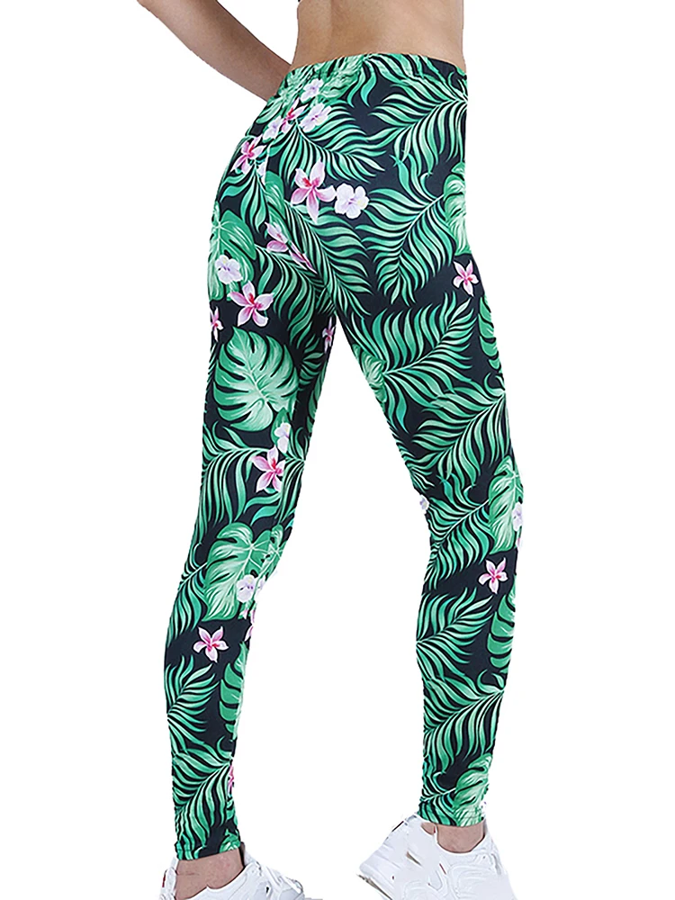 

CUHAKCI Summer Fashion Women Floral Printed Leggings High Elastic Fitness Pants Workout Leggins Trousers Gym Sport Jegging