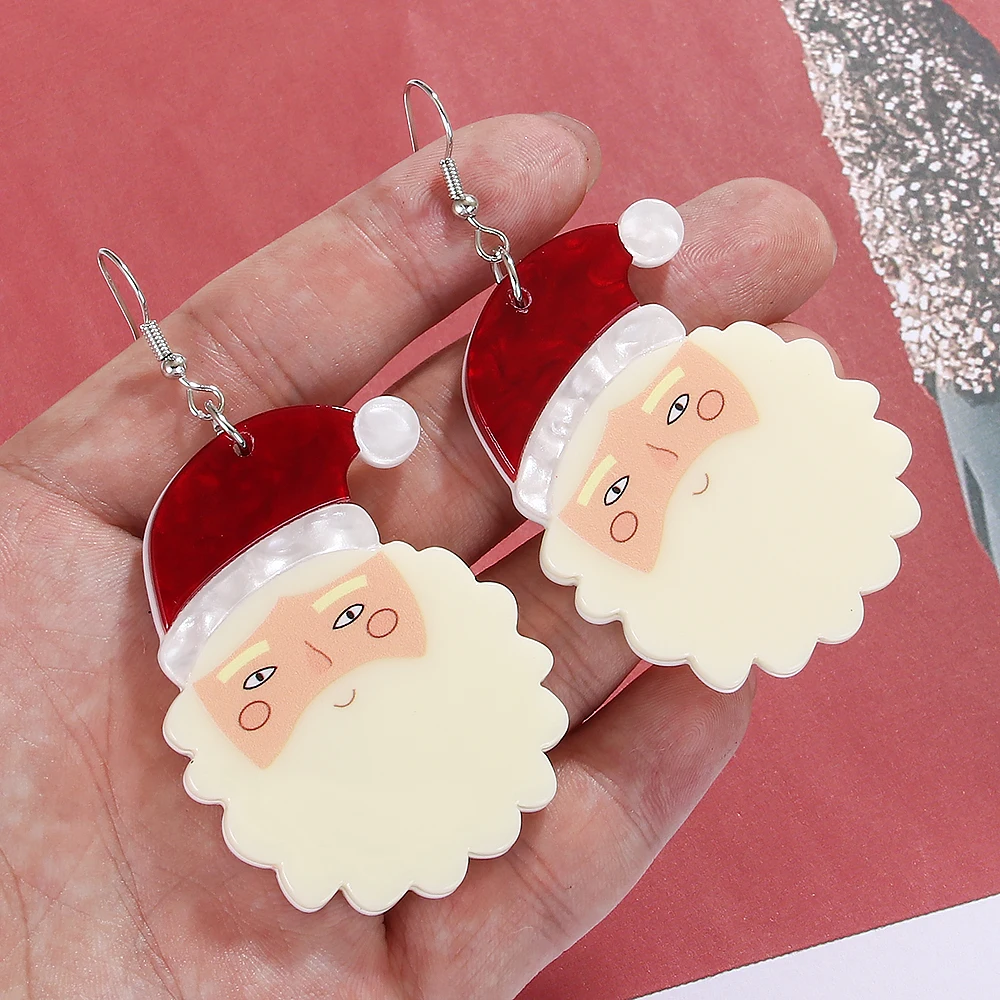 Christmas Earrings for Women Santa Claus Christmas Tree Pink Christmas Hat Drop Dangle Earring Party Jewelry Festival Decoration