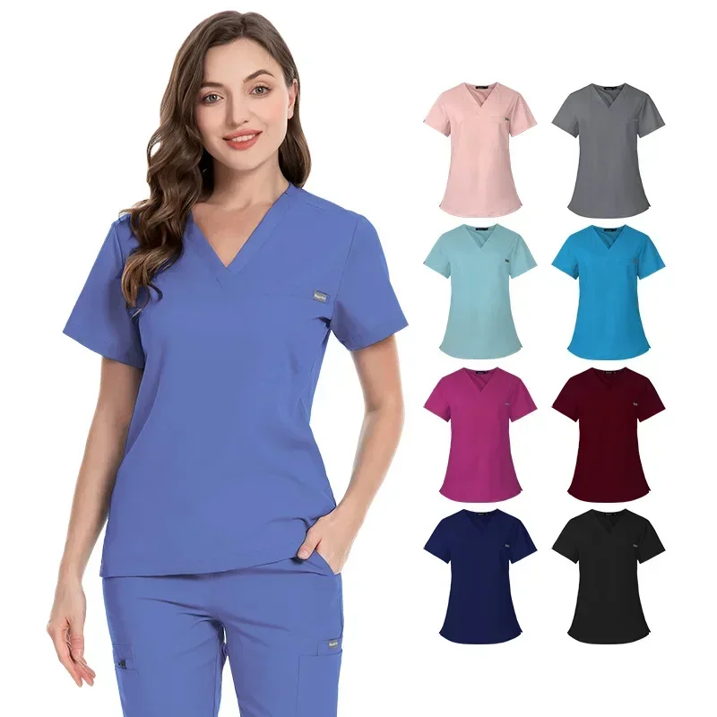 Medical Treatment Scrub Uniforms High Quality V-neck Tops Pants Scrubs Set Spa Uniforms Unisex Work Clothes Medical Suits