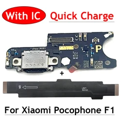 Puerto de carga USB para Xiaomi Pocophone Poco F1, Conector de micrófono, placa principal, Cable flexible, piezas de reparación, nuevo