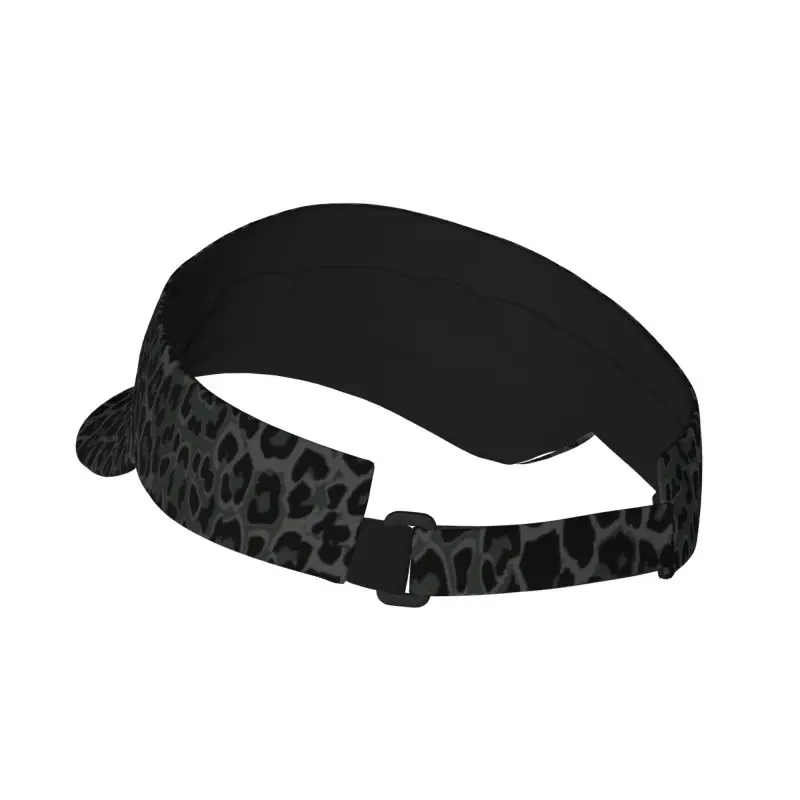 Black Leopard Print Sports Sun Visor Hats Men Women Lightweight Packable Cooling Empty Top Visor Hat for Running Tennis Golf view 2