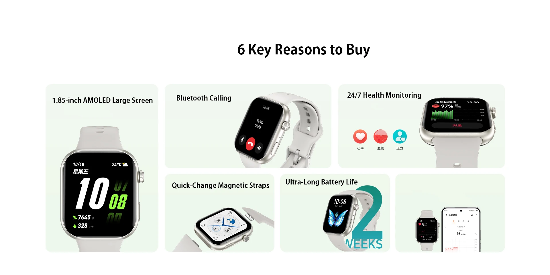 ساعة Honor Choice ROSSINI الذكية الأصلية 2i 1.85 بوصة AMOLED، بطارية 14 يومًا، مراقب معدل ضربات القلب على مدار 24/7، مكالمة بلوتوث، IP68