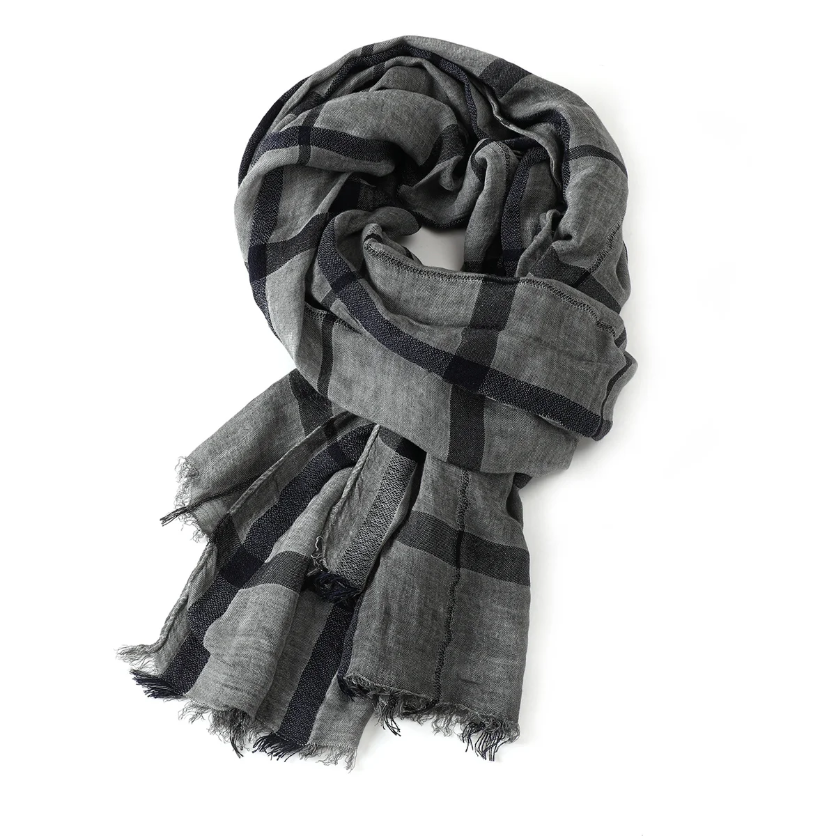 Mode Plaid Baumwolle Leinen Männer Schals Herbst Winter Warme männer Schal Kurze Quaste Bufanda Männlichen Zubehör Pashmina Schal – Detail 19