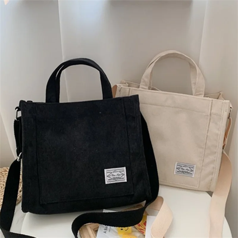 Bolso de hombro de cubo de pana para mujer, bolsa cuadrada de moda, suave, correa de hombro ajustable, gran capacidad, 2022