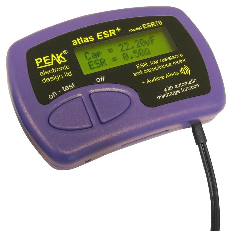 

PEAK ELECTRONIC ESR70 ESR Meter, Capacitor, Atlas ESR+, 0.00 Ohms to 40.0 Ohms, 1uF to 22000uF